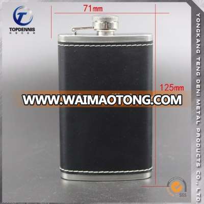 YGC-G06 6oz wedding gifts flagon Leather covered stainless steel hip flask